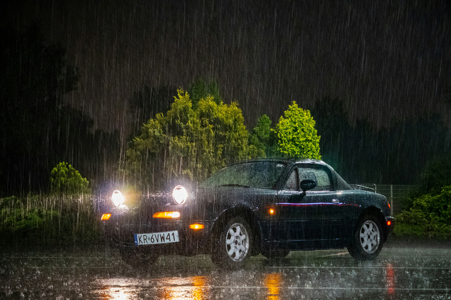 Cabrioverdeck bei feuchtem Wetter